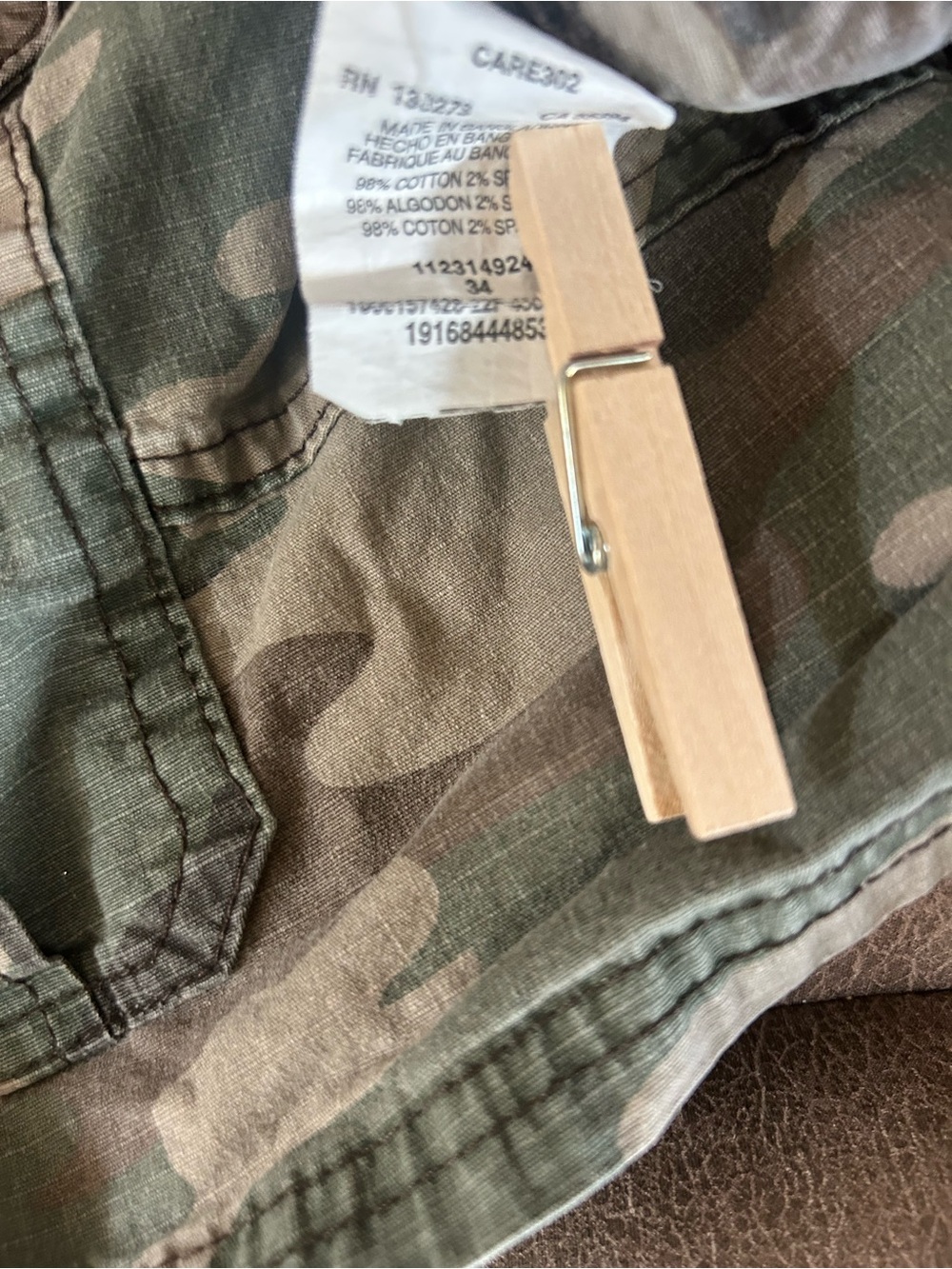 Men's Wrangler Camo Cargo Shorts - Green Camouflage 34 - Picture 3 of 7
